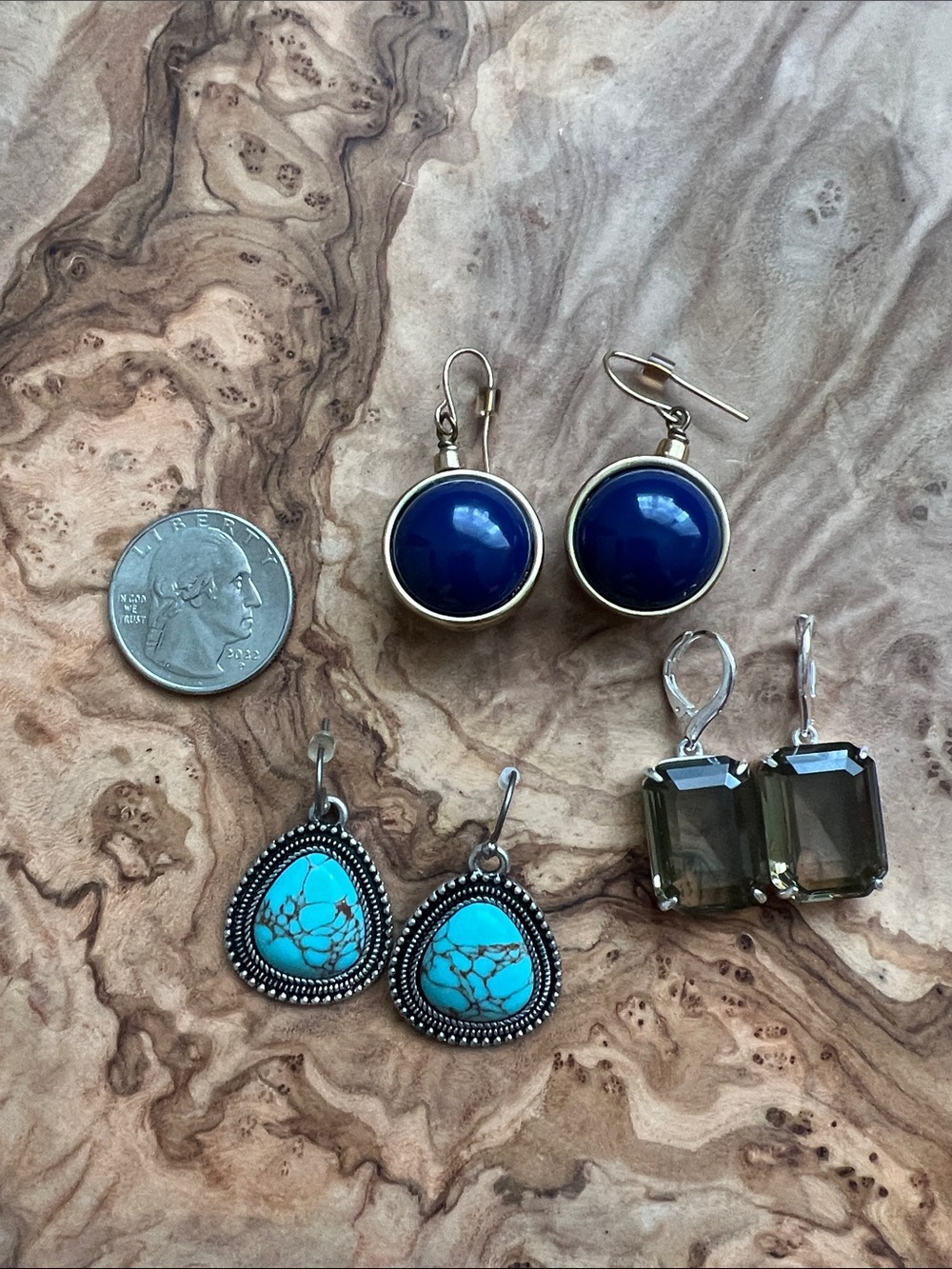 Set of 3 drop earrings - Picture 2 of 7